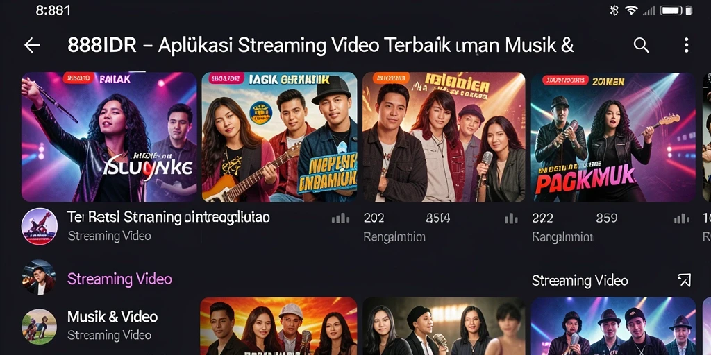 Antarmuka aplikasi 888IDR yang menarik untuk Streaming Video.