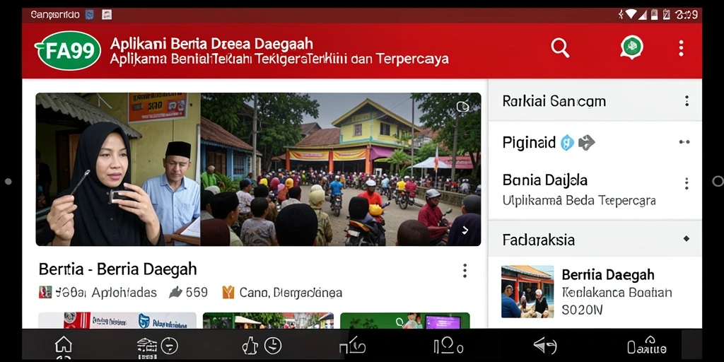 Tampilan antarmuka aplikasi FA99 untuk berita daerah.