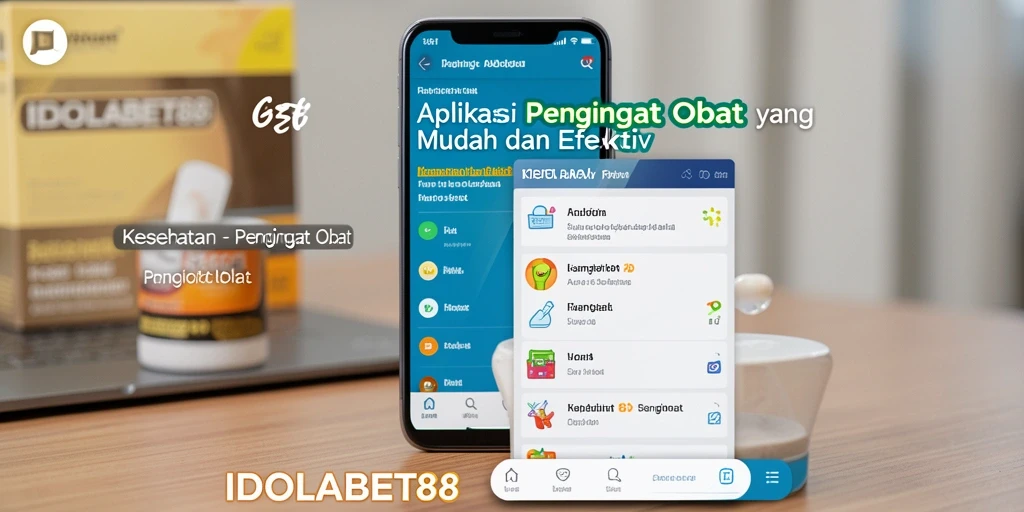 Tampilan antarmuka aplikasi Pengingat Obat IDOLABET88 yang intuitif.