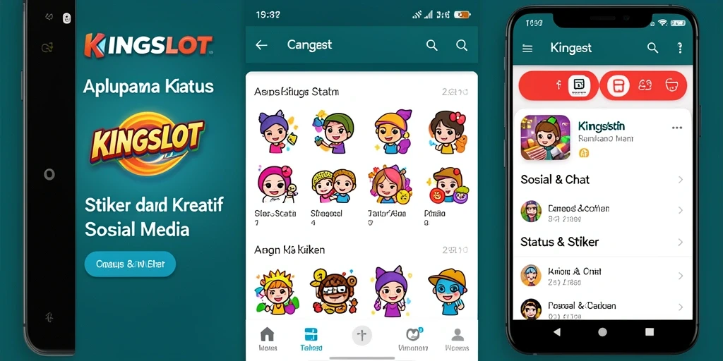 Tampilan antarmuka KINGSLOT dengan berbagai stiker menarik.